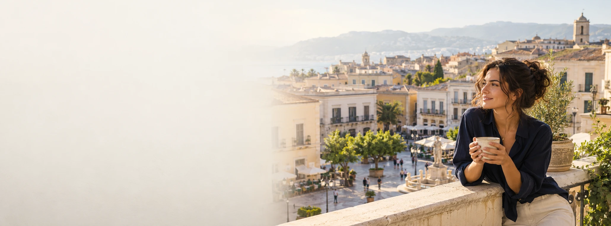 Illustrative view of a city and civic square.